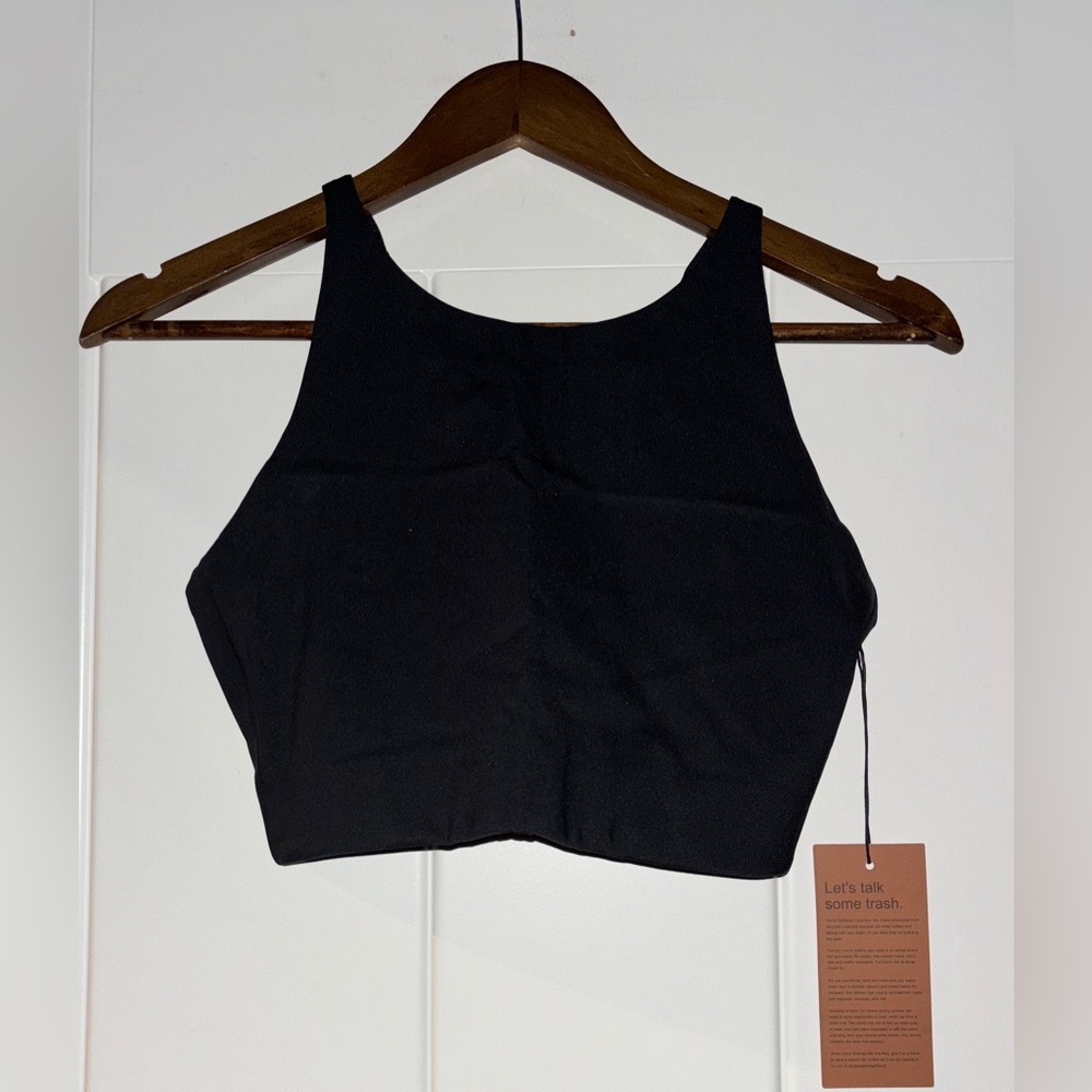 Girlfriend Collective Topanga Halter Bra Black L NEW Eco Sustainable‎ Activewear
